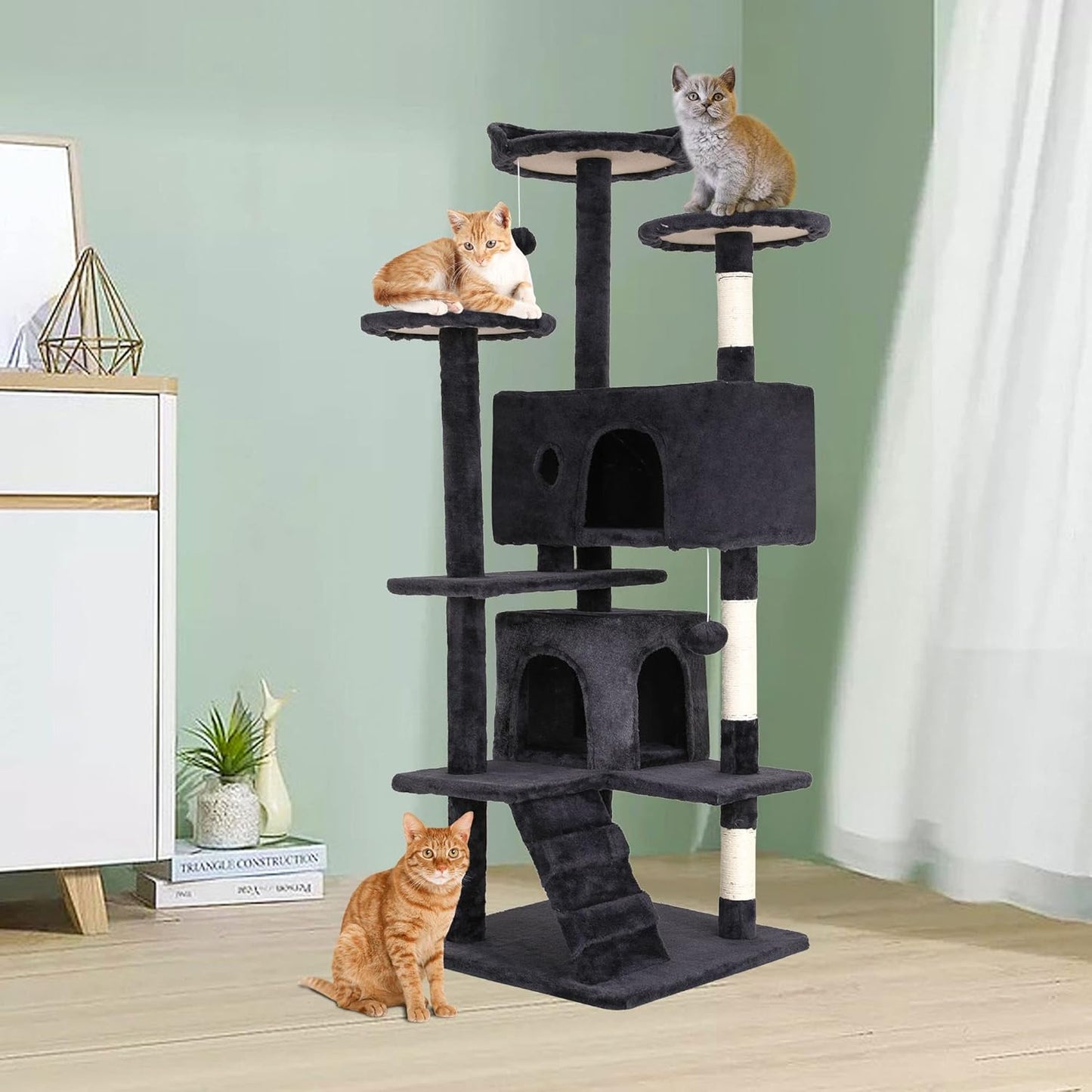 Tree Tower Cat House w/ Scratching Post - Whisker's Wardrobe